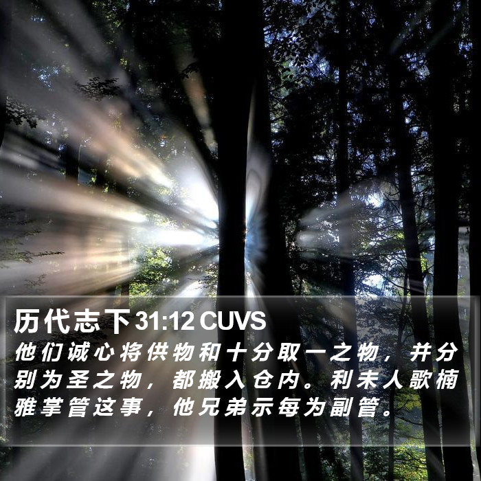 历 代 志 下 31:12 CUVS Bible Study