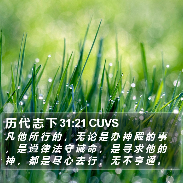 历 代 志 下 31:21 CUVS Bible Study