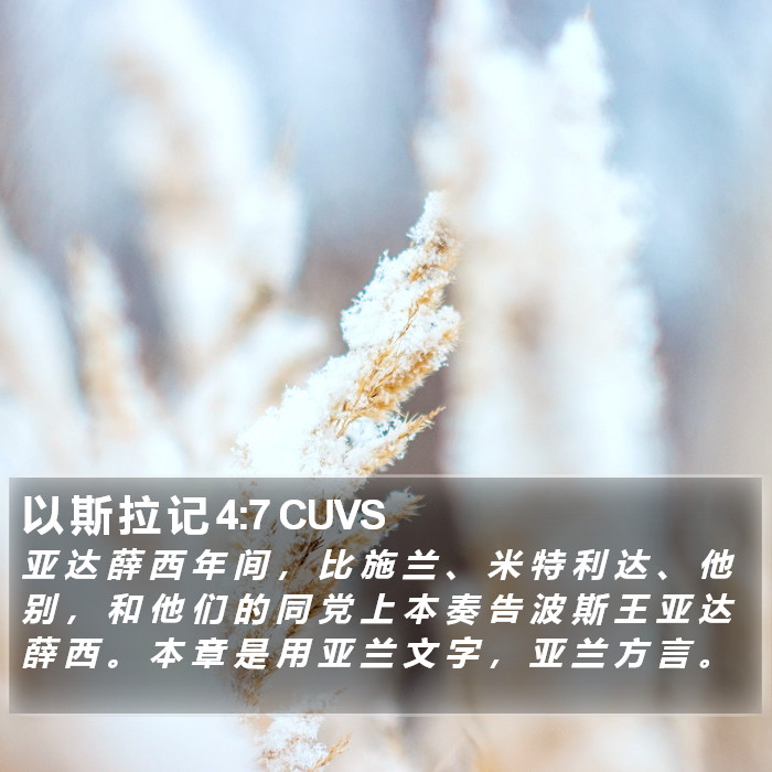 以 斯 拉 记 4:7 CUVS Bible Study