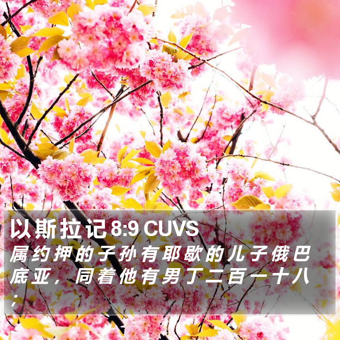 以 斯 拉 记 8:9 CUVS Bible Study