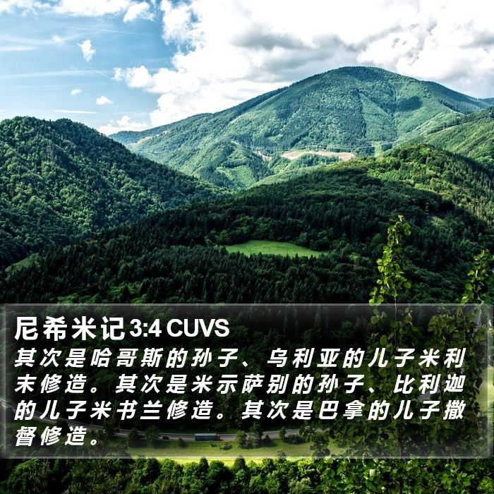 尼 希 米 记 3:4 CUVS Bible Study