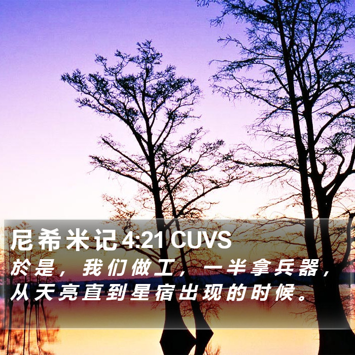 尼 希 米 记 4:21 CUVS Bible Study