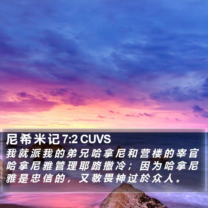 尼 希 米 记 7:2 CUVS Bible Study