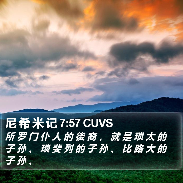 尼 希 米 记 7:57 CUVS Bible Study
