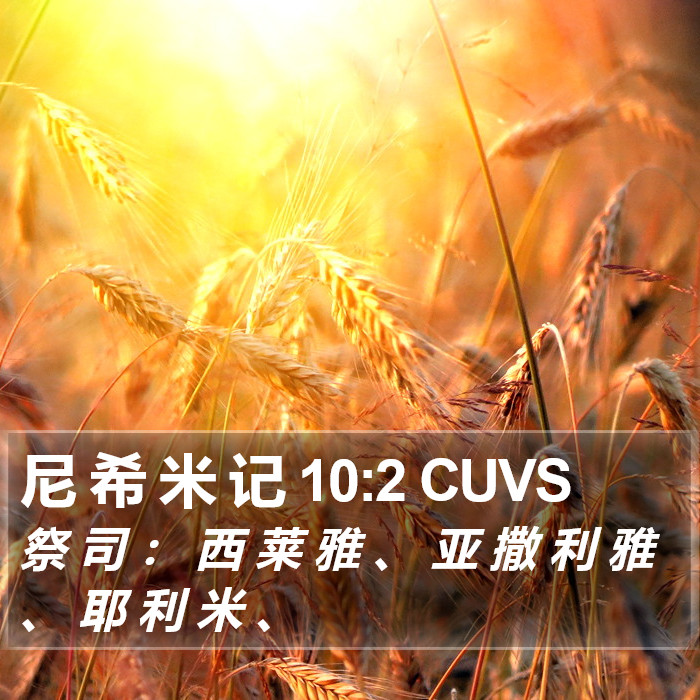 尼 希 米 记 10:2 CUVS Bible Study