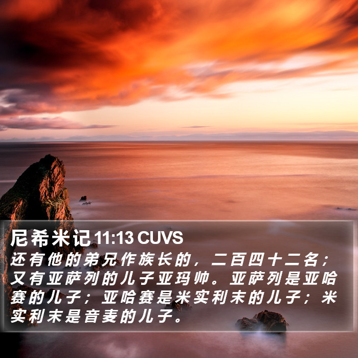 尼 希 米 记 11:13 CUVS Bible Study
