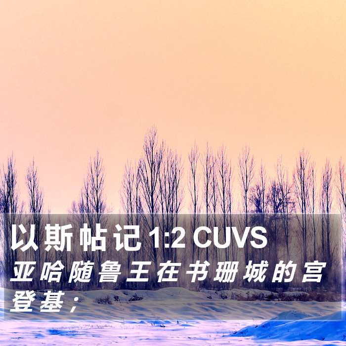 以 斯 帖 记 1:2 CUVS Bible Study