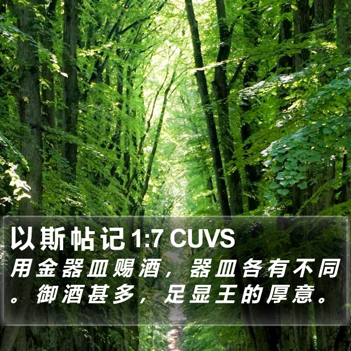 以 斯 帖 记 1:7 CUVS Bible Study