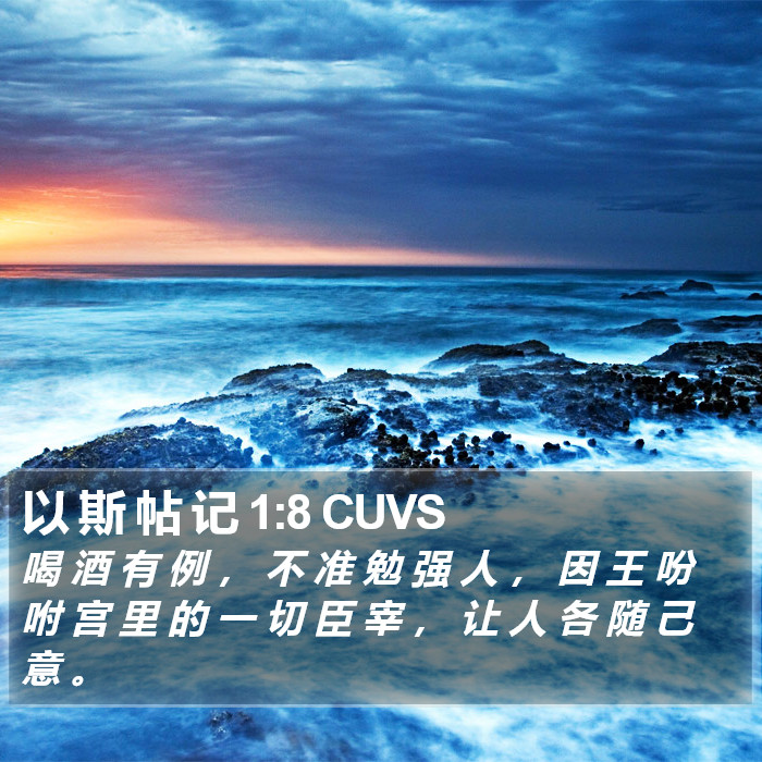 以 斯 帖 记 1:8 CUVS Bible Study