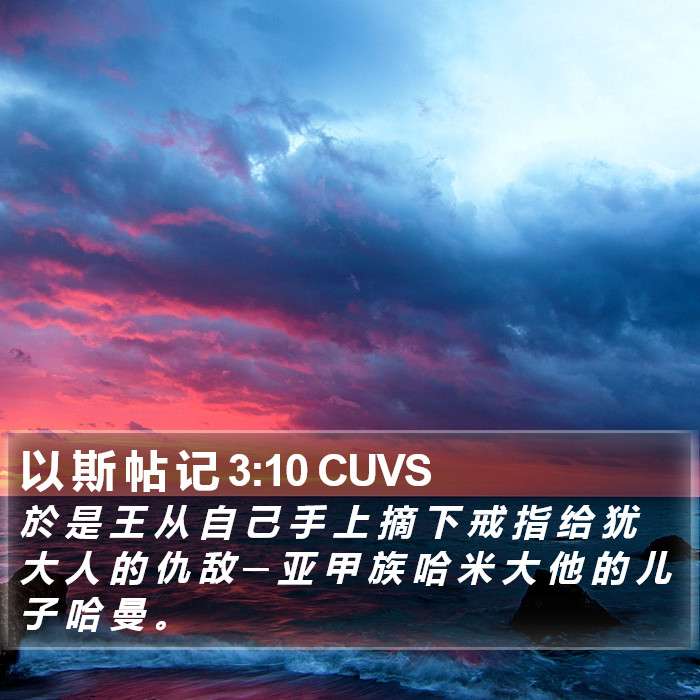 以 斯 帖 记 3:10 CUVS Bible Study