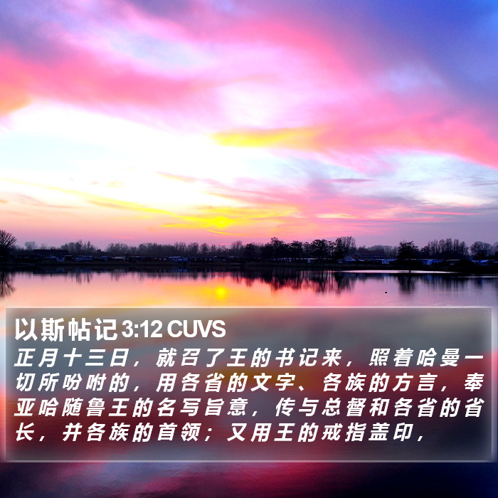 以 斯 帖 记 3:12 CUVS Bible Study