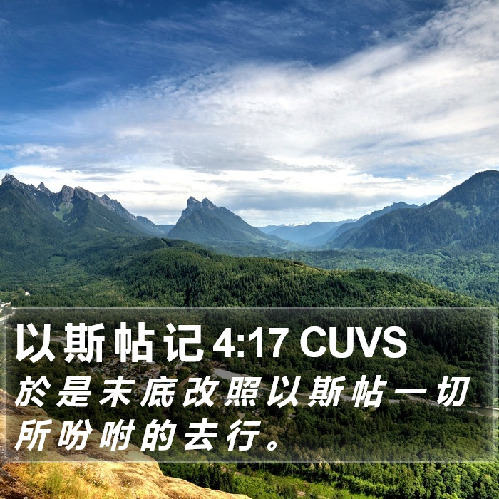 以 斯 帖 记 4:17 CUVS Bible Study