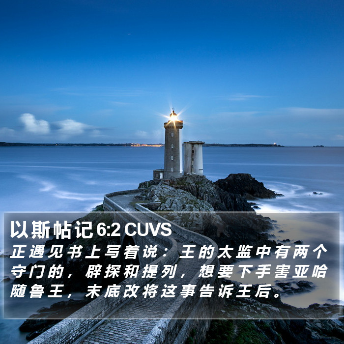 以 斯 帖 记 6:2 CUVS Bible Study