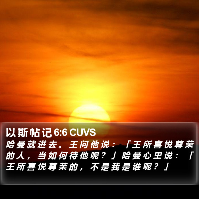 以 斯 帖 记 6:6 CUVS Bible Study