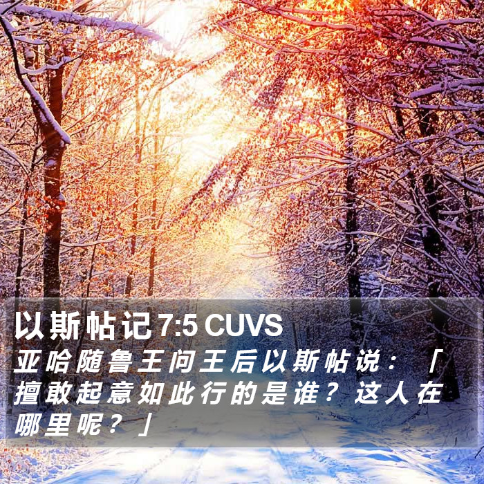 以 斯 帖 记 7:5 CUVS Bible Study