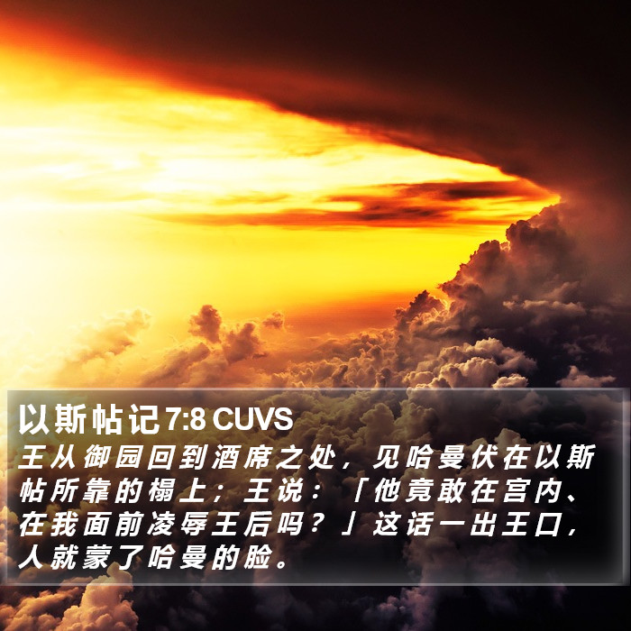 以 斯 帖 记 7:8 CUVS Bible Study