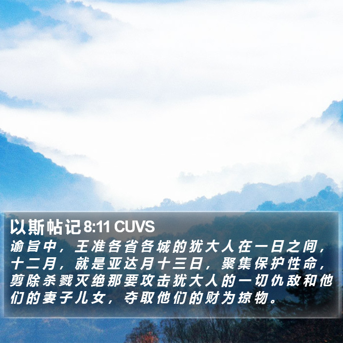 以 斯 帖 记 8:11 CUVS Bible Study
