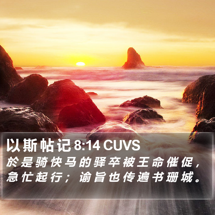 以 斯 帖 记 8:14 CUVS Bible Study