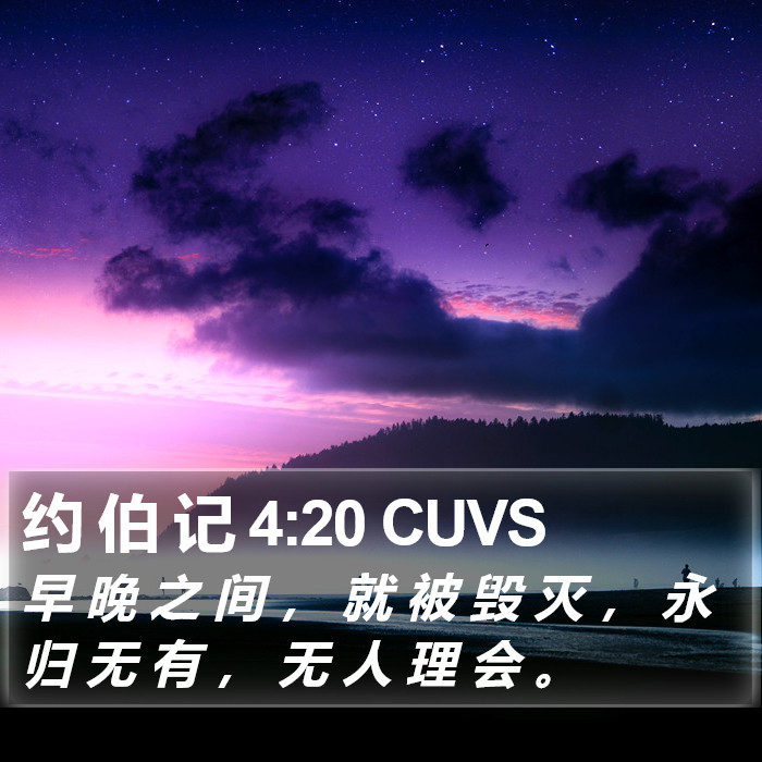 约 伯 记 4:20 CUVS Bible Study
