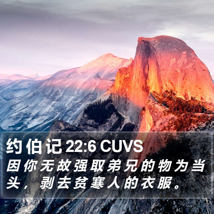约 伯 记 22:6 CUVS Bible Study
