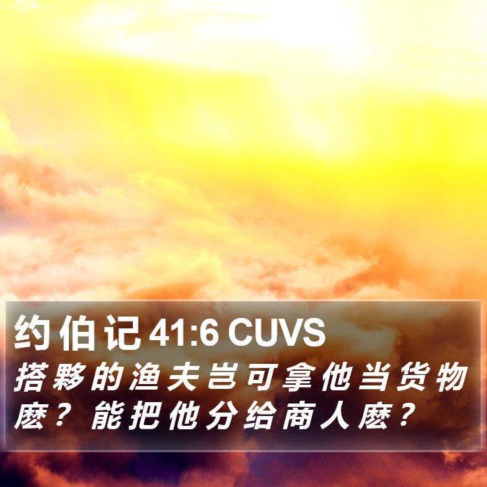 约 伯 记 41:6 CUVS Bible Study