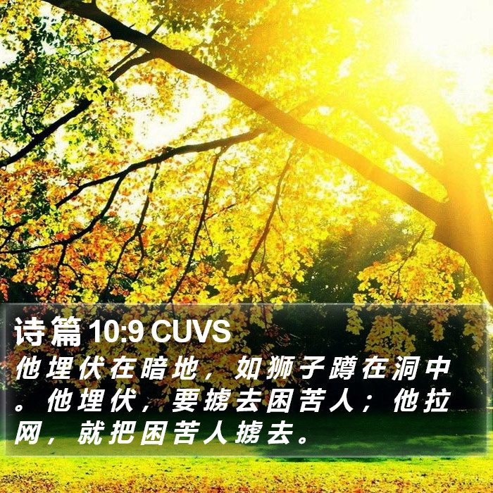 诗 篇 10:9 CUVS Bible Study