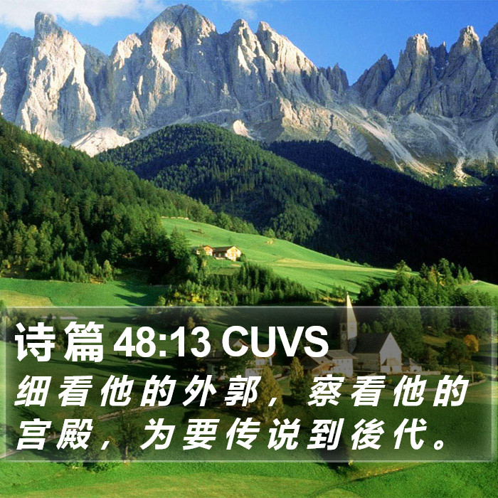 诗 篇 48:13 CUVS Bible Study