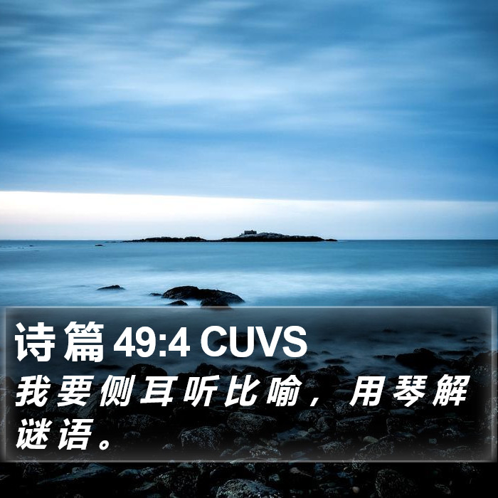 诗 篇 49:4 CUVS Bible Study