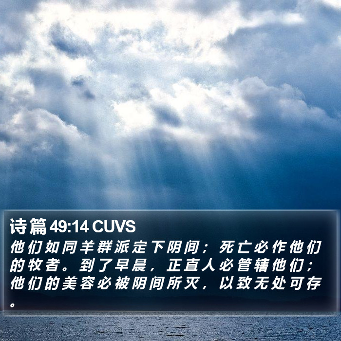 诗 篇 49:14 CUVS Bible Study