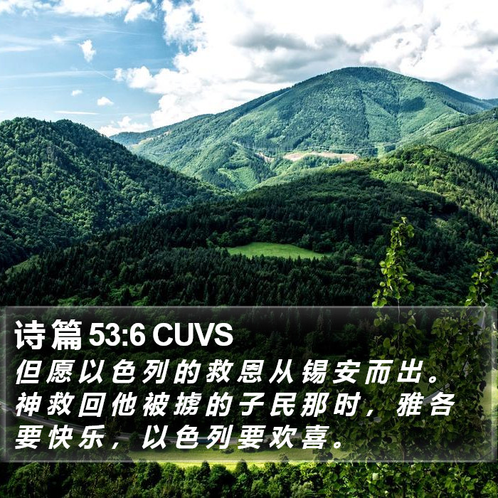 诗 篇 53:6 CUVS Bible Study