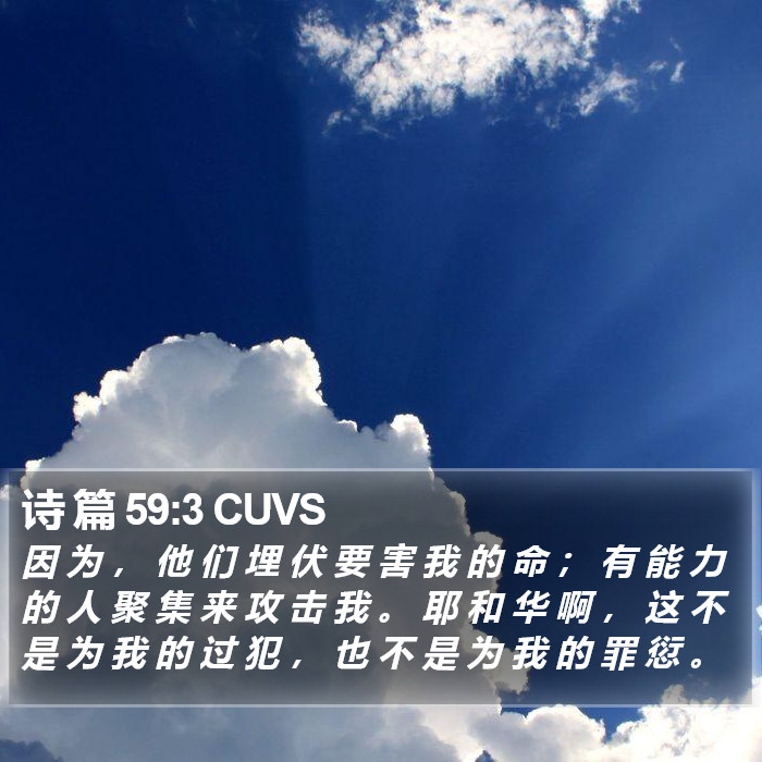诗 篇 59:3 CUVS Bible Study