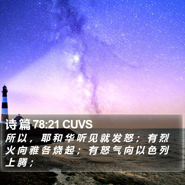 诗 篇 78:21 CUVS Bible Study