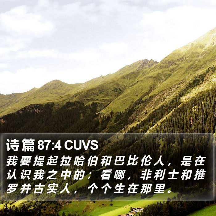 诗 篇 87:4 CUVS Bible Study