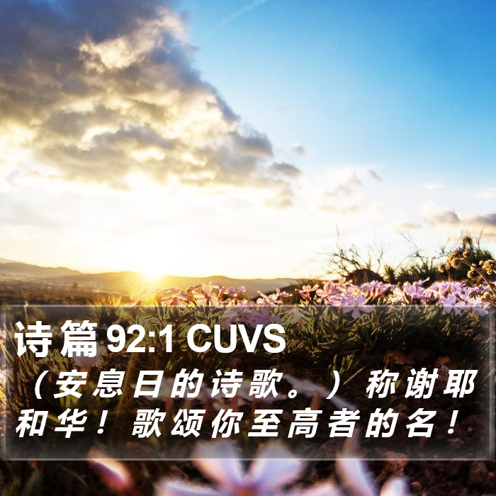 诗 篇 92:1 CUVS Bible Study
