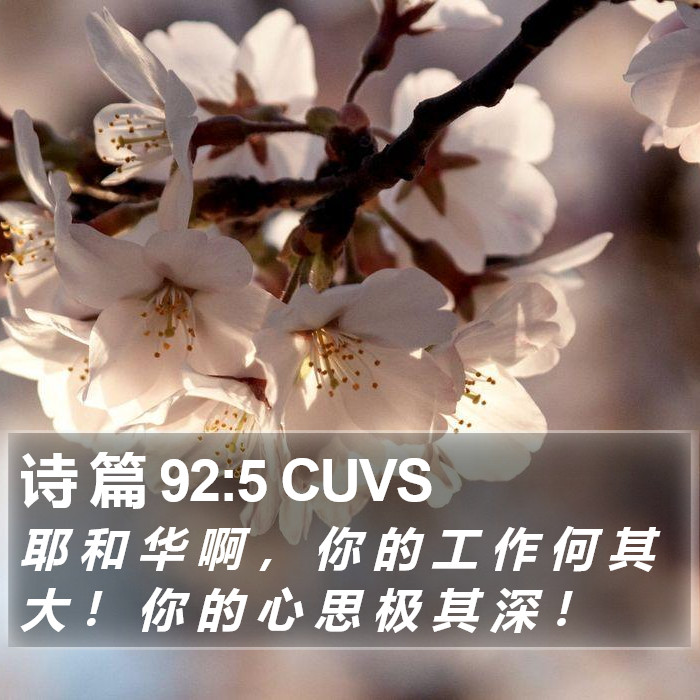 诗 篇 92:5 CUVS Bible Study