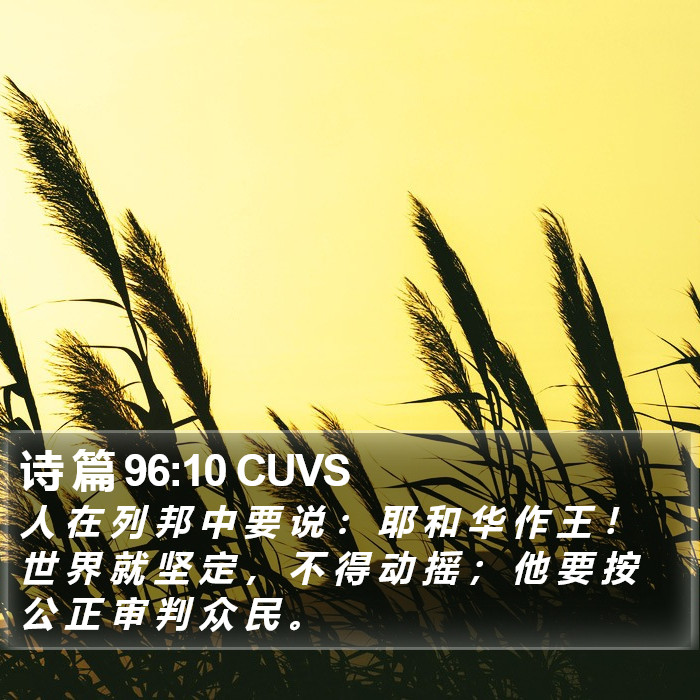 诗 篇 96:10 CUVS Bible Study