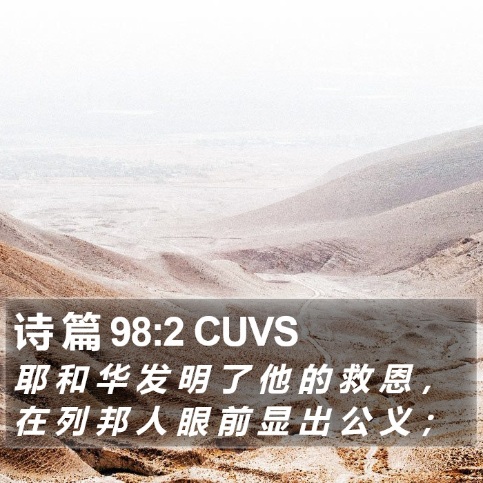 诗 篇 98:2 CUVS Bible Study