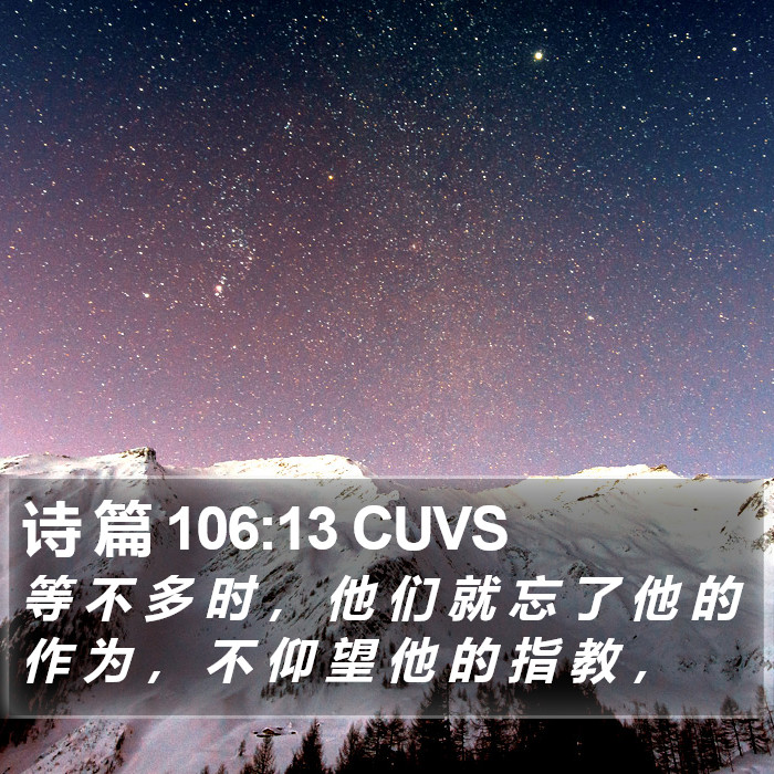 诗 篇 106:13 CUVS Bible Study