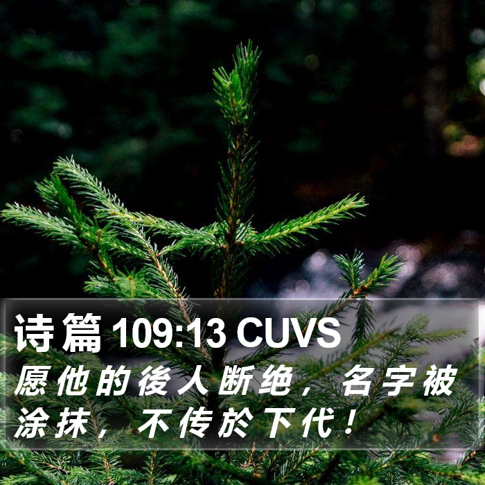 诗 篇 109:13 CUVS Bible Study