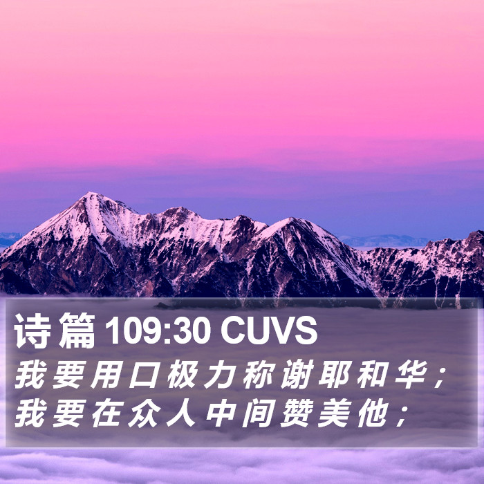 诗 篇 109:30 CUVS Bible Study