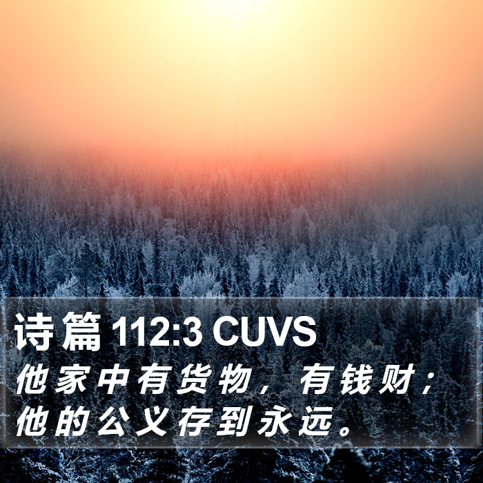 诗 篇 112:3 CUVS Bible Study
