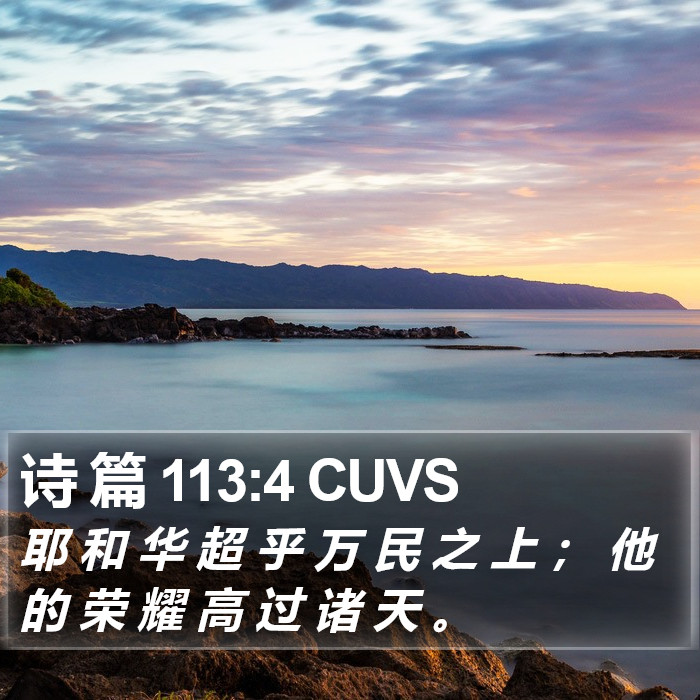 诗 篇 113:4 CUVS Bible Study