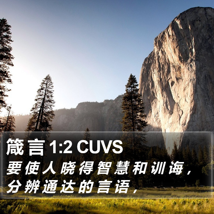 箴 言 1:2 CUVS Bible Study