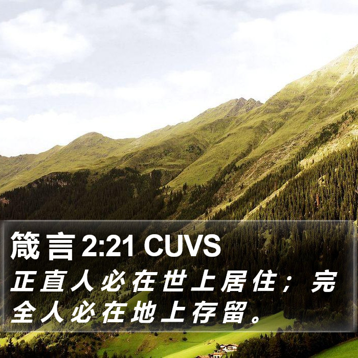 箴 言 2:21 CUVS Bible Study