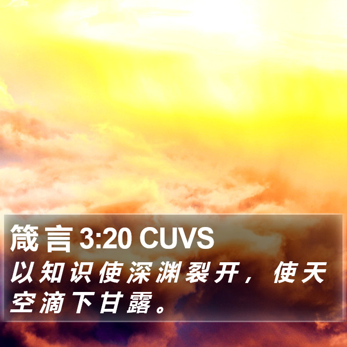 箴 言 3:20 CUVS Bible Study