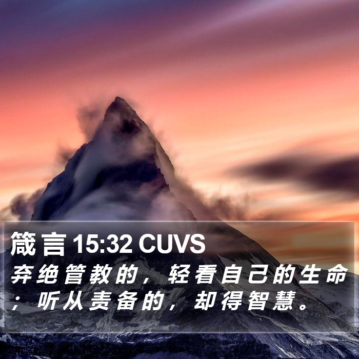 箴 言 15:32 CUVS Bible Study