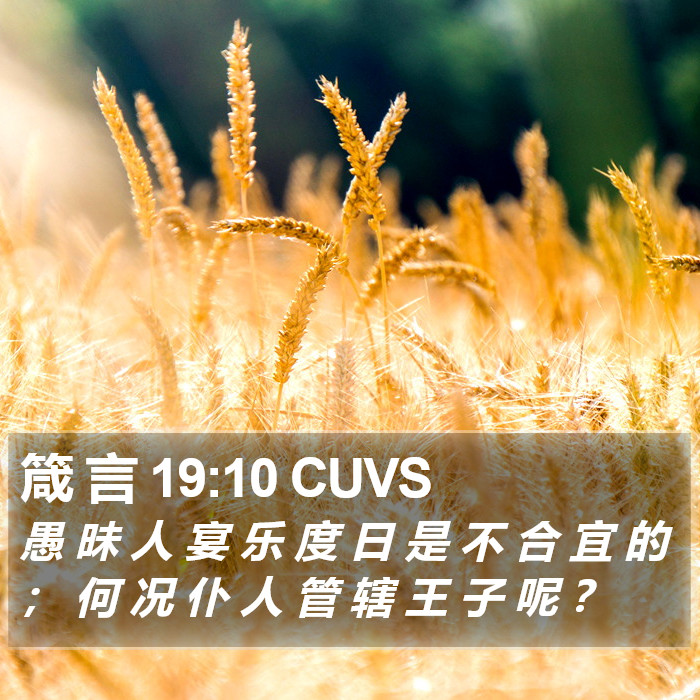 箴 言 19:10 CUVS Bible Study
