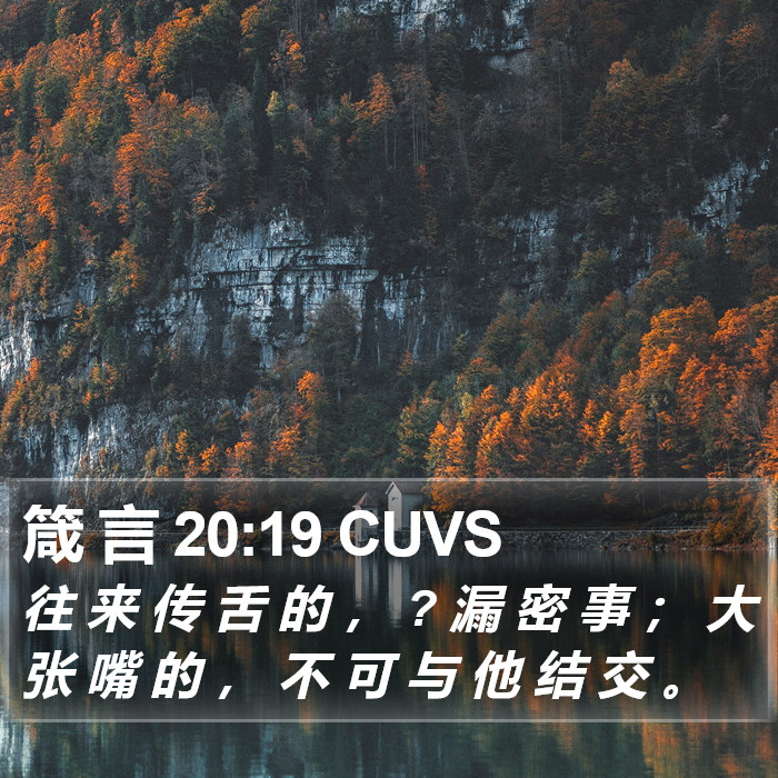 箴 言 20:19 CUVS Bible Study