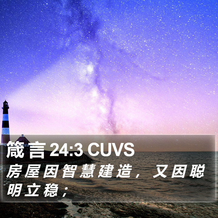 箴 言 24:3 CUVS Bible Study