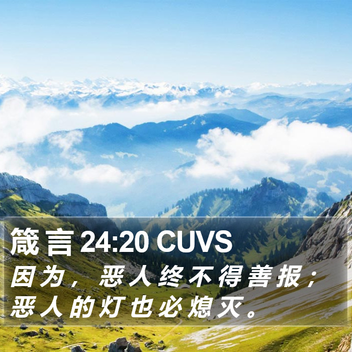 箴 言 24:20 CUVS Bible Study